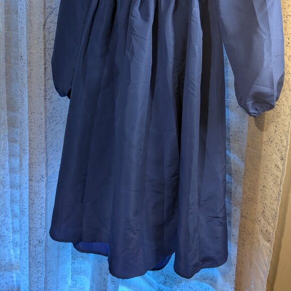 NWOT Monki Women Long Sleeve Midi Wrap Front Side Tie Dress Blue Size 38 (US 6) - Picture 13 of 15